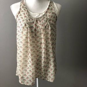 floral flowy top with cream tank layer beneath